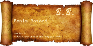 Benis Botond névjegykártya